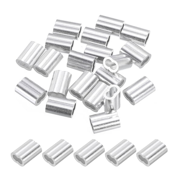 Unique Bargains 1/8' Aluminum Crimping Loop Sleeves, for Wire Rope Sleeves, Silver Tone 60 Pcs
