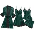 thumbnail image 2 of Women's Sexy 4-Piece Set - Suspender With Chest Pad Bathrobe & Nightgown, Dark Green, XL, 2 of 5