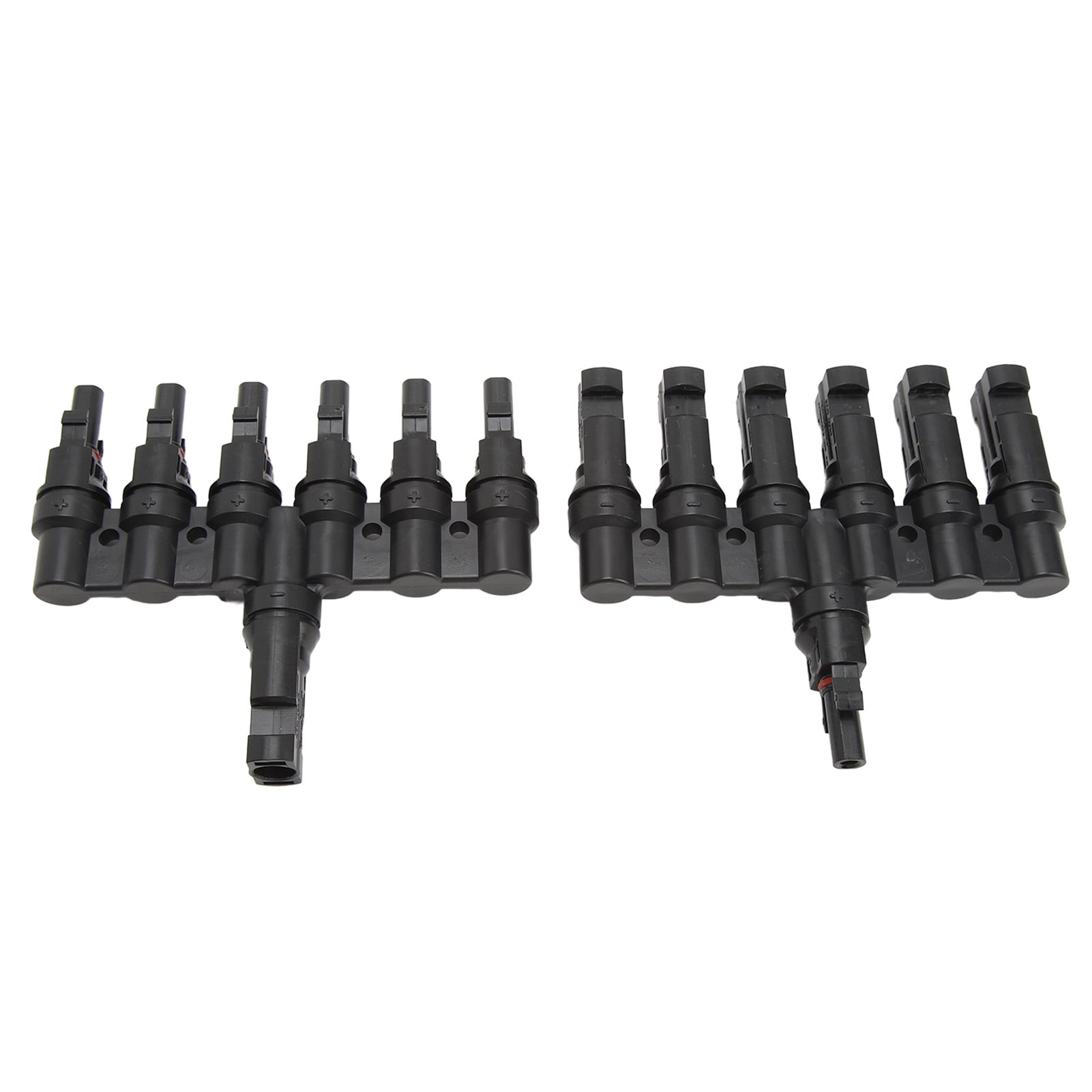 Solar Panel T Branch Connectors 1 to 6 Way Parallel Connection Cable Splitter Adapters Heavy Duty PPO Photovoltaic Wire Connectors Quick Tool-Free Couplers Pair (11 inches / 28 cm, 2 Pieces)