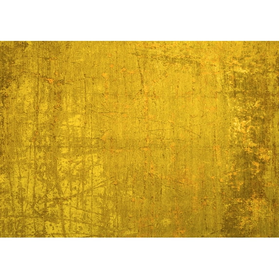 Ahgly Company Machine Washable Indoor Rectangle Abstract Yellow Contemporary Area Rugs, 7' x 9'