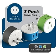 OREI Japan، Philippines Power Plug Adapter with 2 USA Inputs - Travel 3 Pack - Type A (US-6)