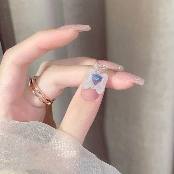 dianhelloya Nail Art Supplies 10Pcs Nail Decals Shiny Beautifully 3D Effect Non-falling DIY Nail Art Resin Faux Pearl Love Nail Drill Nail Supplies