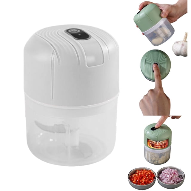 Licuadora Pedty, 1 juego de machacador de ajo eléctrico, multifuncional, color blanco.