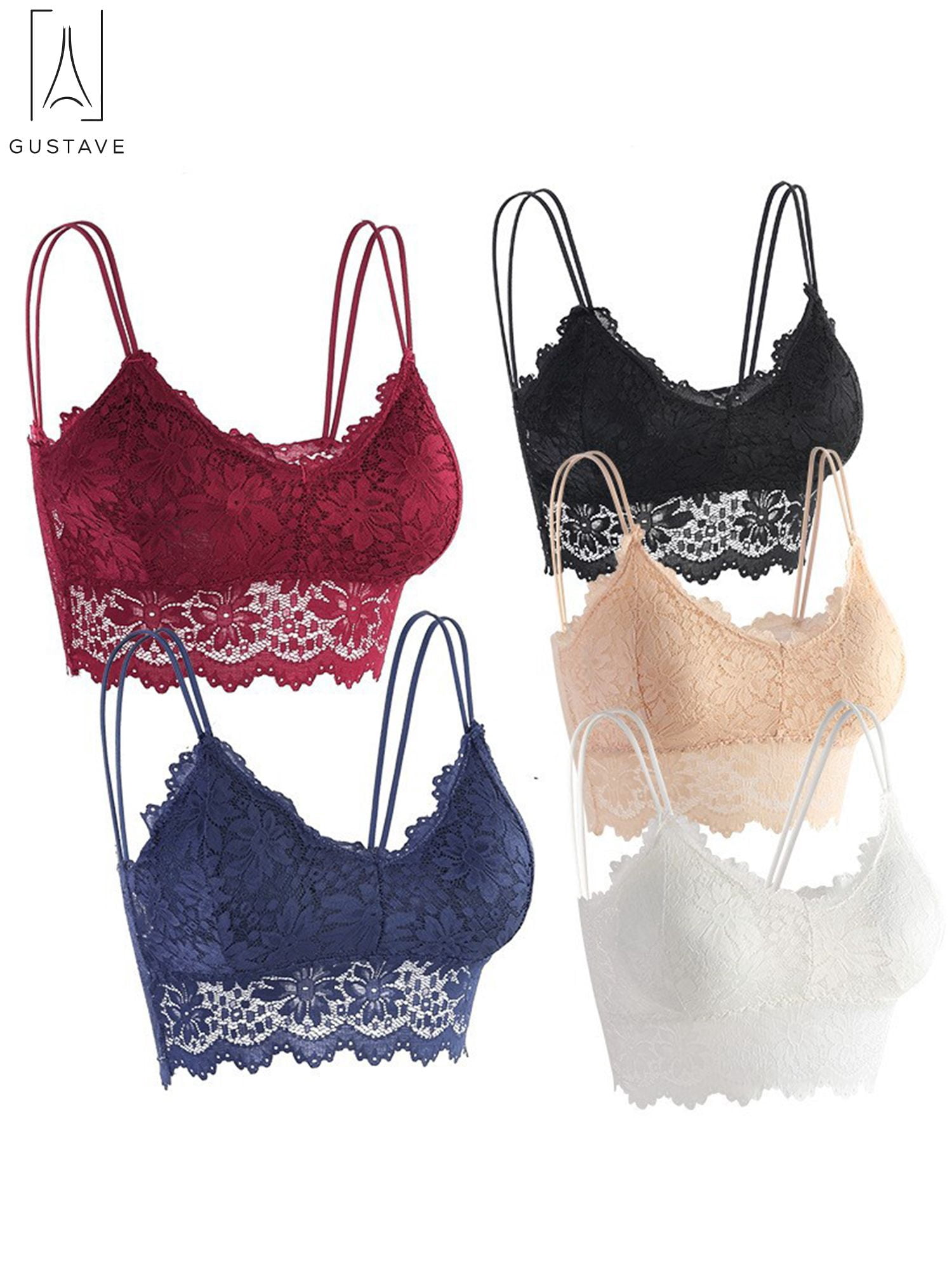 Gustave 5 Pack Women Sexy Lace Padded Camisole V Neck Crochet