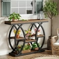 thumbnail image 2 of Finmind 4-Tier Console Table, 39" Wood Sofa Table with Storage Shelves, Rustic Brown, 2 of 7