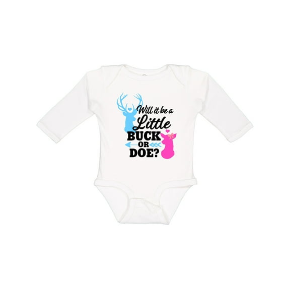 Inktastic Gender Reveal Will it be a Little Buck or Doe? Girls Long Sleeve Baby Bodysuit