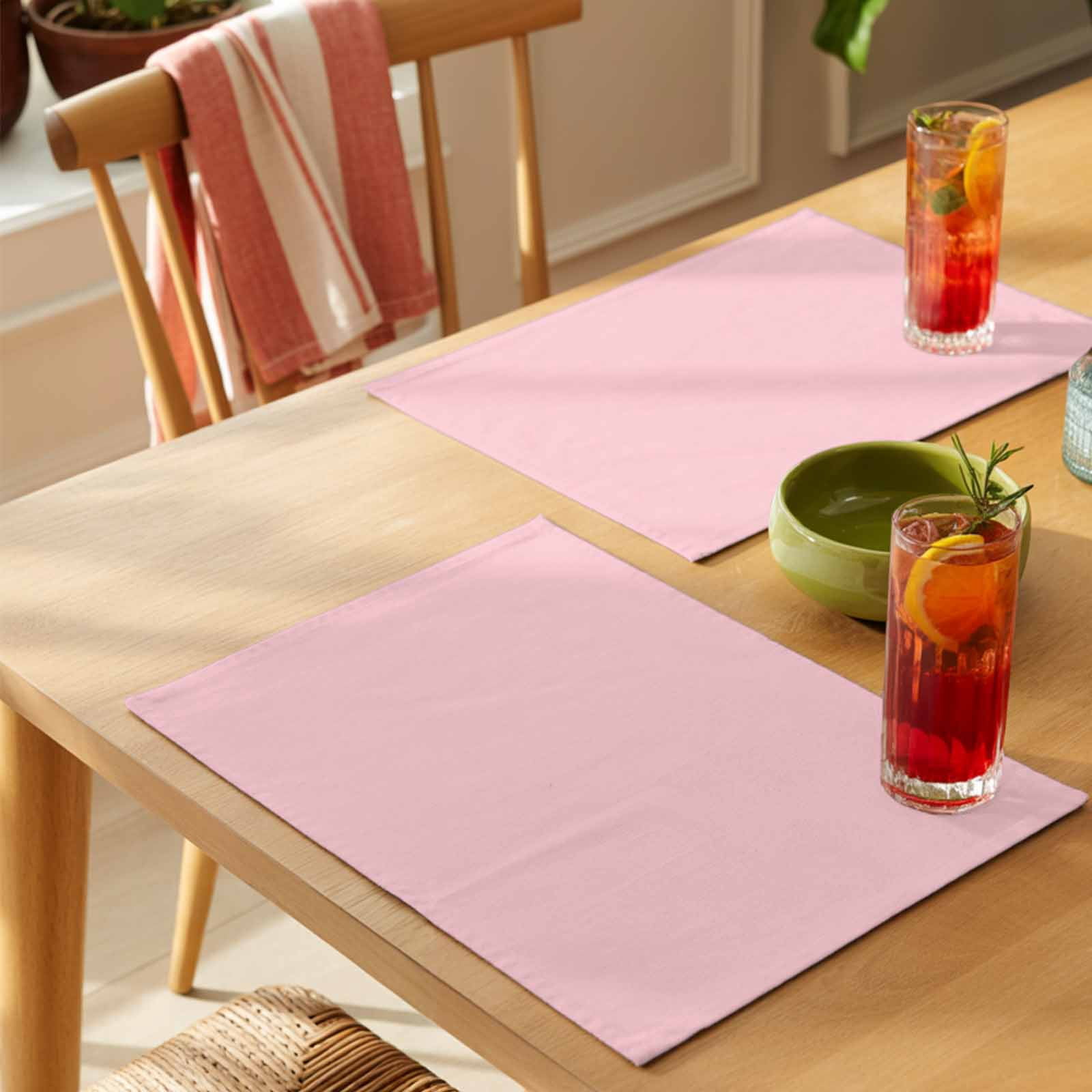 Placemat Set of 6 Pink Placemats for Dining Table Solid Color Pink Washable Table Mats for Kitchen and Party Decor Indoor & Outdoor Use