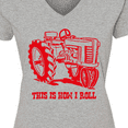 thumbnail image 4 of Inktastic This Is How I Roll Tractor RED Women's V-Neck T-Shirt, 4 of 5