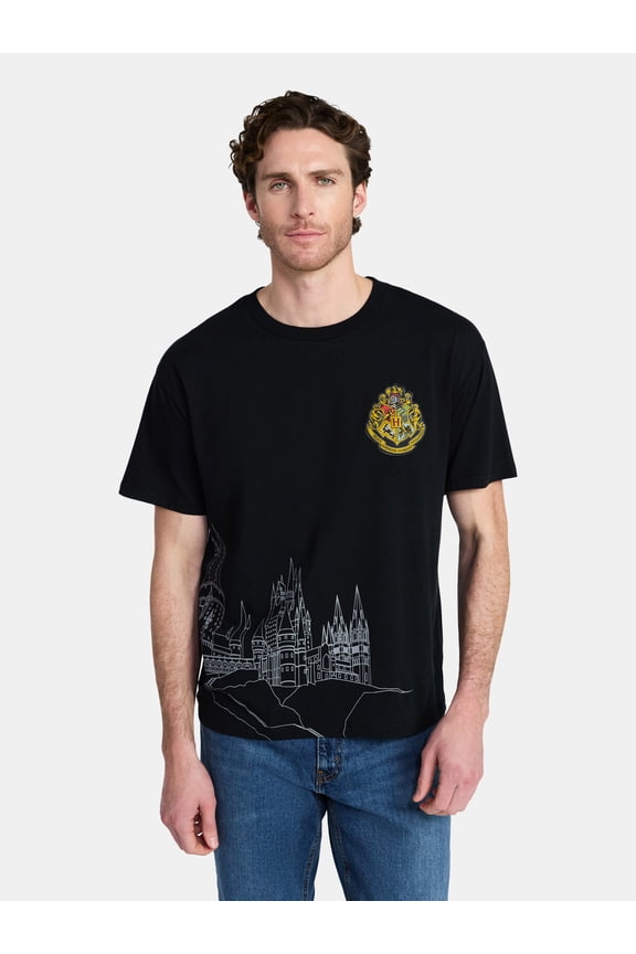Men's and Big Men's Hogwarts Crest Graphic Tee with Short Sleeves, Sizes S-3XL