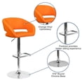 thumbnail image 6 of Home Square Faux Leather Adjustable Bar Stool in Orange Finish - Set of 3, 6 of 11