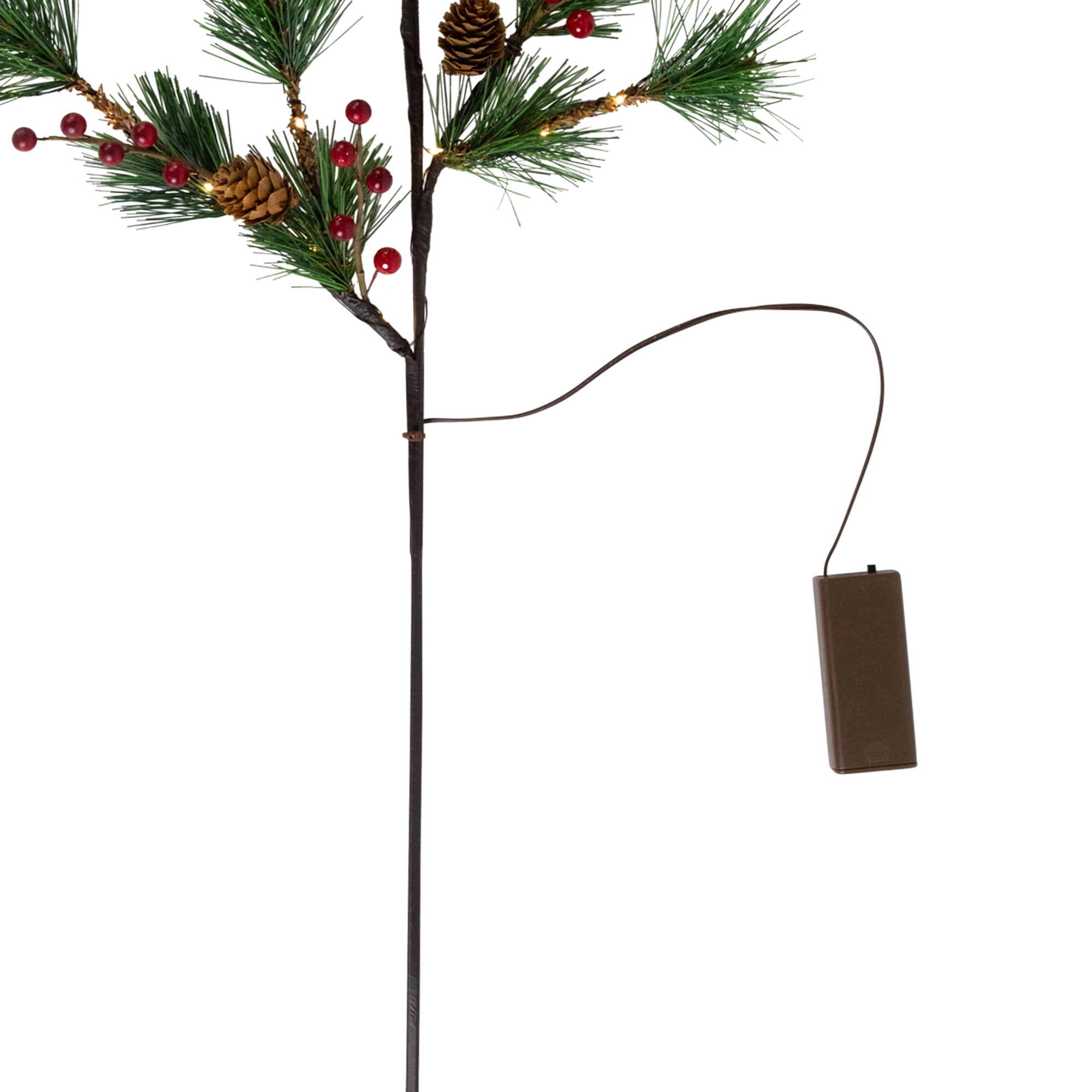 Northlight Lighted Berry and Pinecone Christmas Pine Spray - 29" - Warm White