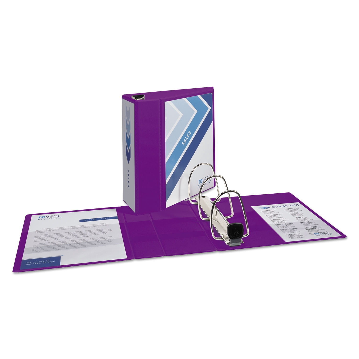 Avery Heavy-Duty View Binder with Durahinge and Locking One Touch Ezd Rings, 5" Capacity, Purple