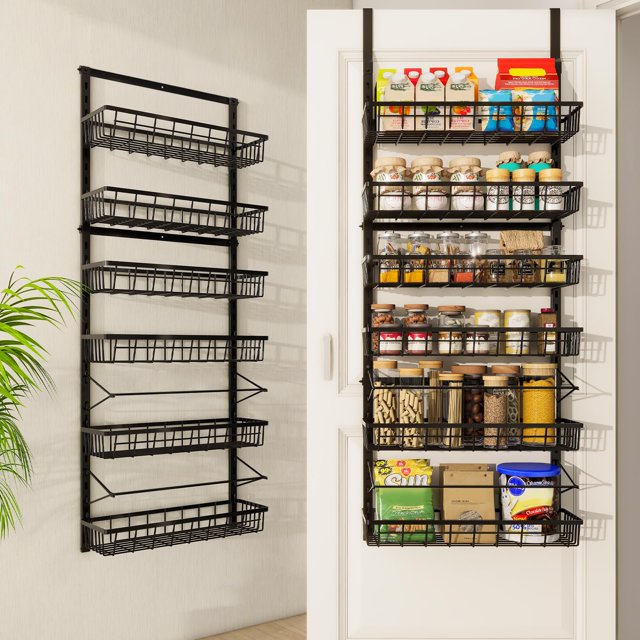 Organizador de despensa Mefirt Over The Door, 6 niveles, metal negro