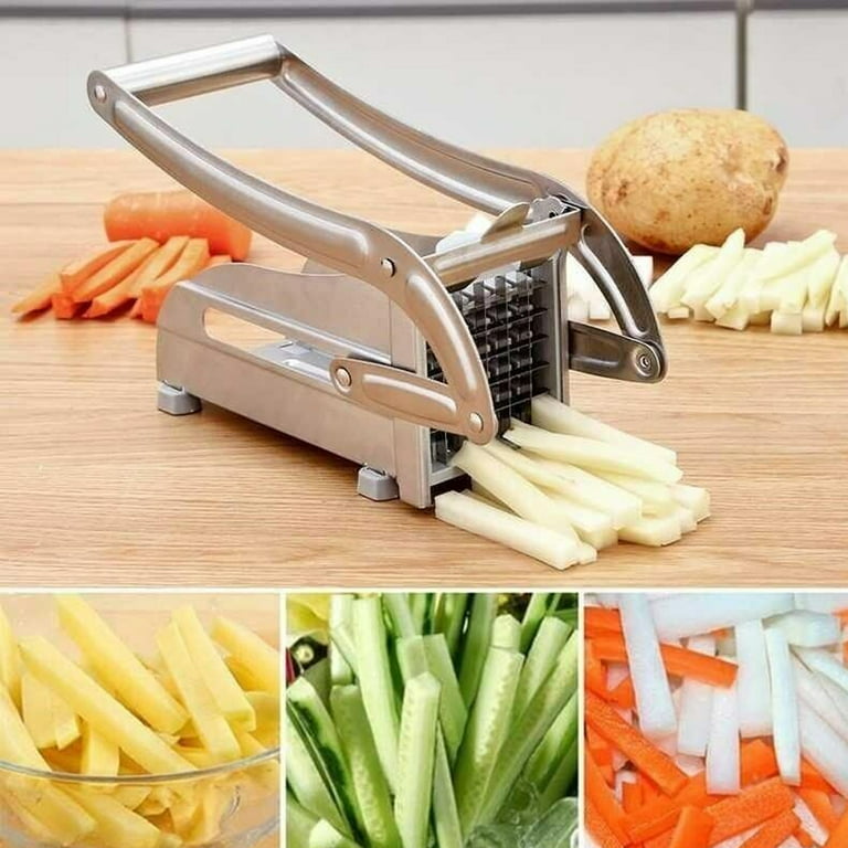 Pop AirFry Mate, Stainless Steel French Fry Cutter, Commercial Grade Vegetable and Potato Slicer, Includes 2 Blade Size Cutter options and No-Slip