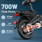 Folding Electric Bike for Adults, 14 Foldable E-Bike with 500W Motor, Commuter Mini Ebikes with 48V Removable Battery, Electric Bicycle with 25 Miles PAS Range