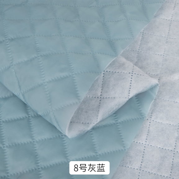 Namzi Geometry Pattern Quilted Cotton Fabric 1 Yard Thick Padded Lining Fabric, DIY Sewing Craft Material for Clothing Home Crafts,Grey Blue