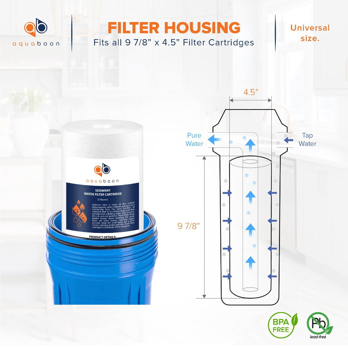Aquaboon 12-Pack of 5 Micron 10" Sediment Water Filter Replacement Cartridge | Whole House Sediment Filtration | Compatible with W15-PR, HD-950, WFHD13001B, GXWH35F, GXWH30C