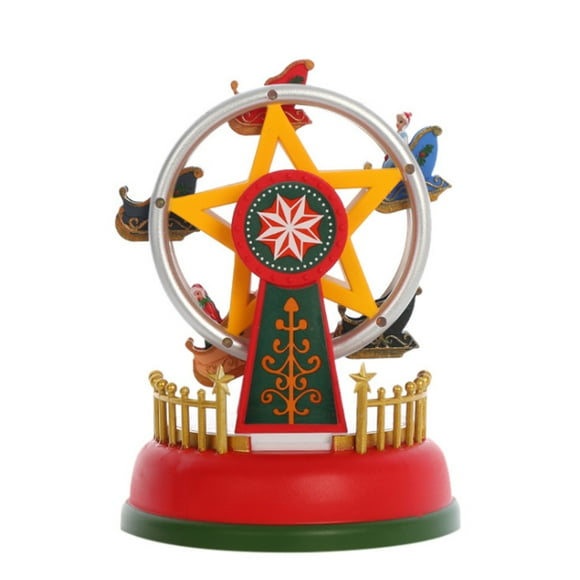 Garhelper Christmas Gift Ferris Wheel Illuminated Village With Led Lights Glowing Musical