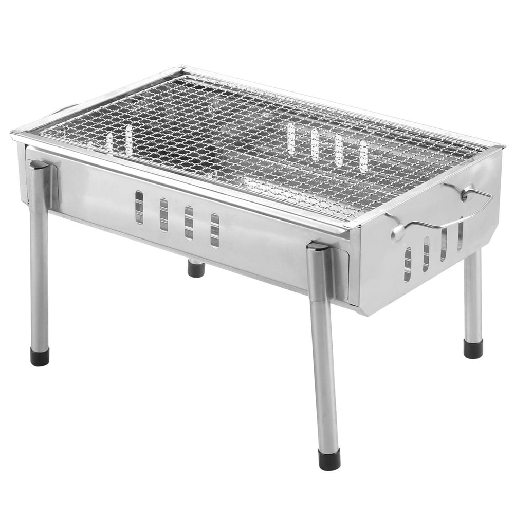 Henf Folded Charcoal Grills Portable BBQ Outdoor Barbecue Camping Grill Stainless Steel Kebab Grill 