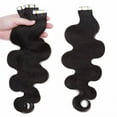 thumbnail image 6 of Benehair 100% Real Remy Human Hair Extensions Tape In Seamless Skin Weft Full Head Body Wave Women Thick 20 pcs 40pcs Black, 6 of 11