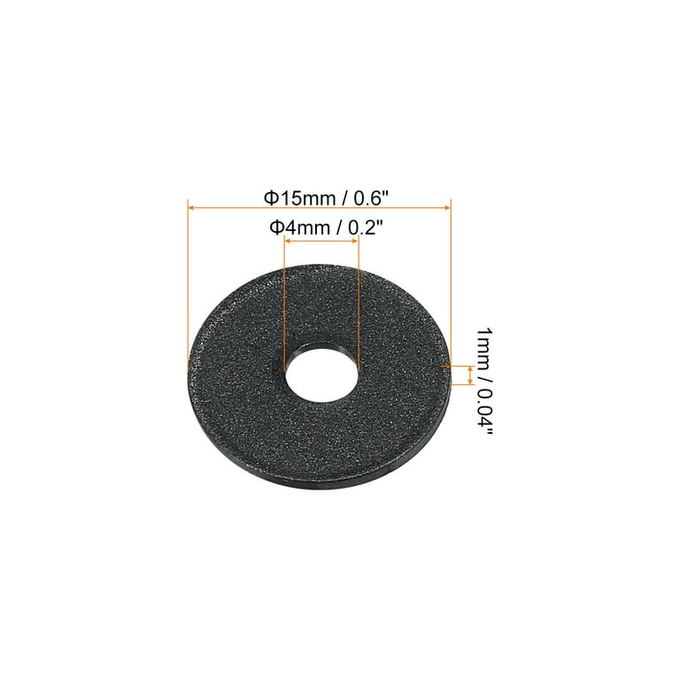 Uxcell M4 Nylon Flat Washer, 200 Pack 4mm ID 15mm OD 1mm Thick