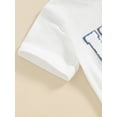 thumbnail image 6 of vera natura 4th of July Toddler Boys Outfits Fuzzy Letter Embroidery Short Sleeve T-Shirts Tops and Shorts 2Pcs Clothes Set, 6 of 9