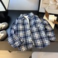 thumbnail image 4 of JUMEYU Boys Flannel Long Sleeve Shirt Children's Spring And Autumn Boy Shirt Plaid Shirt Long Sleeve Plaid Top Coat Kids Fleece Jackets 7T 8T (Blue,7-8 Years), 4 of 5