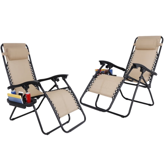 LINJH Set of 2 Zero Gravity Chair Foldable Lounge Beach Chair Back Yard for Relax
