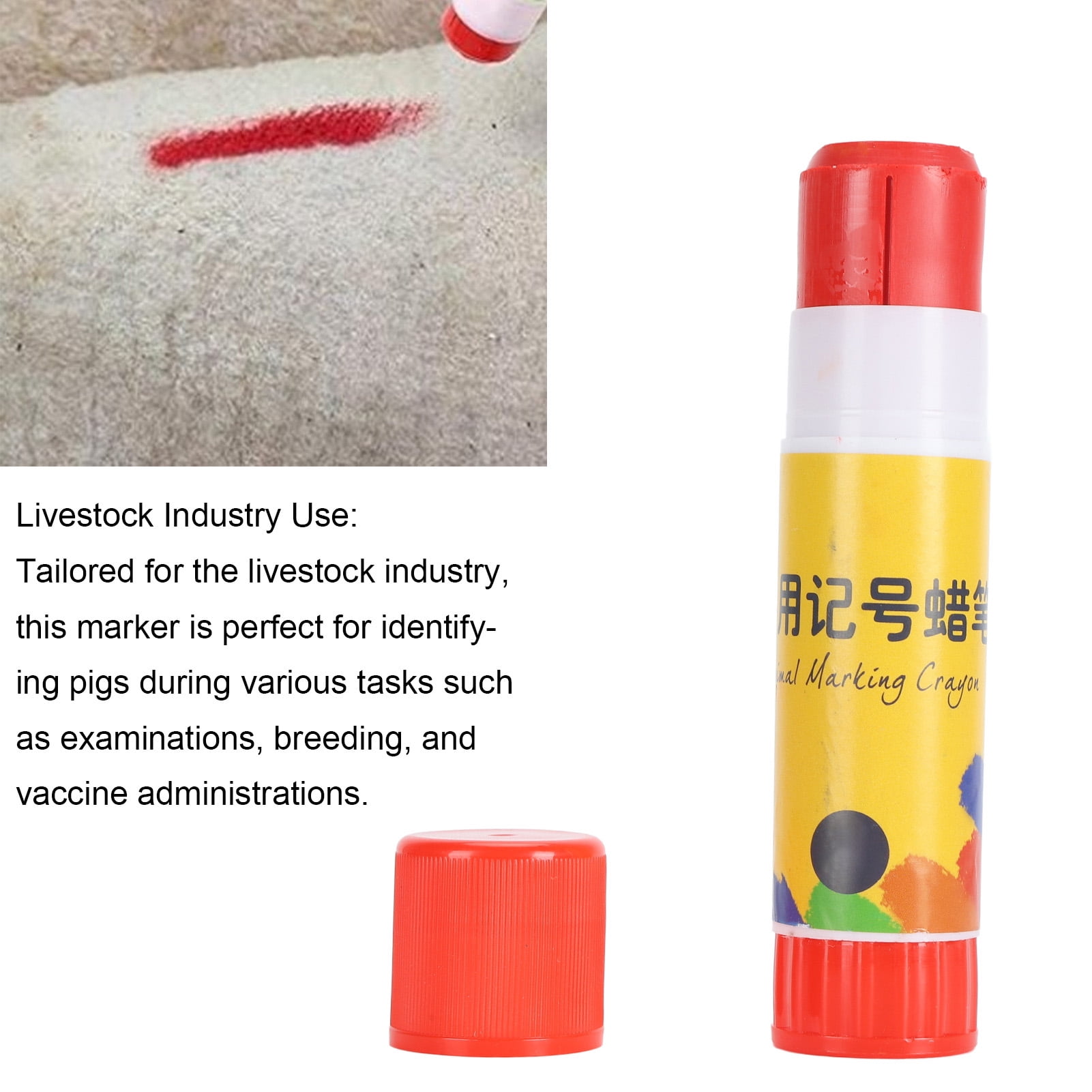 BIMZUC 24PCS Livestock Marker Crayon, Professional Red Animal Marking Paint Stick for Pig Sheep Cow Cattle (7.48 inches / 19.00 cm)