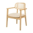 thumbnail image 3 of Christopher Knight Home Modern Dining Chairs with Rattan Back and Beige Seats, Natural Wood Frame, Set of 2, 3 of 9