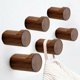 thumbnail image 1 of Perchero de pared, gancho de madera para abrigos, gancho redondo para pared, ganchos de madera para colgar en la pared, juego de 6 (color nogal negro), 1 of 5