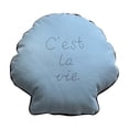 thumbnail image 2 of Embroidered Shells Shaped Throw Pillow, Lumbar Support Cushion With Design, for Sofa and Car Seat, Blue, 2 of 7