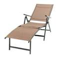 thumbnail image 3 of Textilene Outdoor Lounge Chaise Folding Reclining Chair with Adjustable Back Brown, 3 of 9