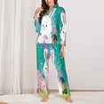 thumbnail image 2 of Fotbe Happy easter Conjunto de Pijama de Manga Larga para Mujer con Estampado, Ropa de Dormir de 2 Piezas, Conjunto de Casa Suave y Cómodo con Bolsillos-XX-Large, 2 of 7