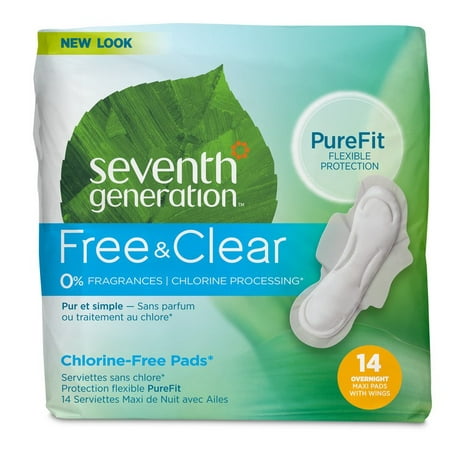 Seventh Generation Free And Clear Maxi Pads, Super, 14