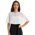 thumbnail image 2 of Zaldita Women's Chiffon Sheer Shrug Cropped Bolero Cardigan Evening Cape Wrap Dress Cover Up White One Size, 2 of 7