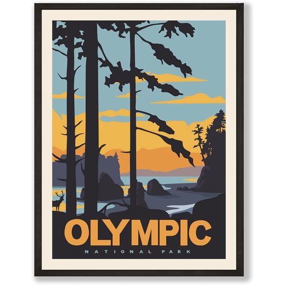 Aaheei OlympicNational Park Wall Art Vintage Posters & Prints Set, Vintage National Parks Poster, Nature Vintage Wall Art, Mountain Travel Decor National Park Posters