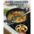 thumbnail image 2 of 12 Inch Hard Anodized Wok Pan, Nonstick Flat Bottom Stir-Fry Pan with Glass Lid, Black Deep Frying Pan for Daily Cooking, 2 of 8