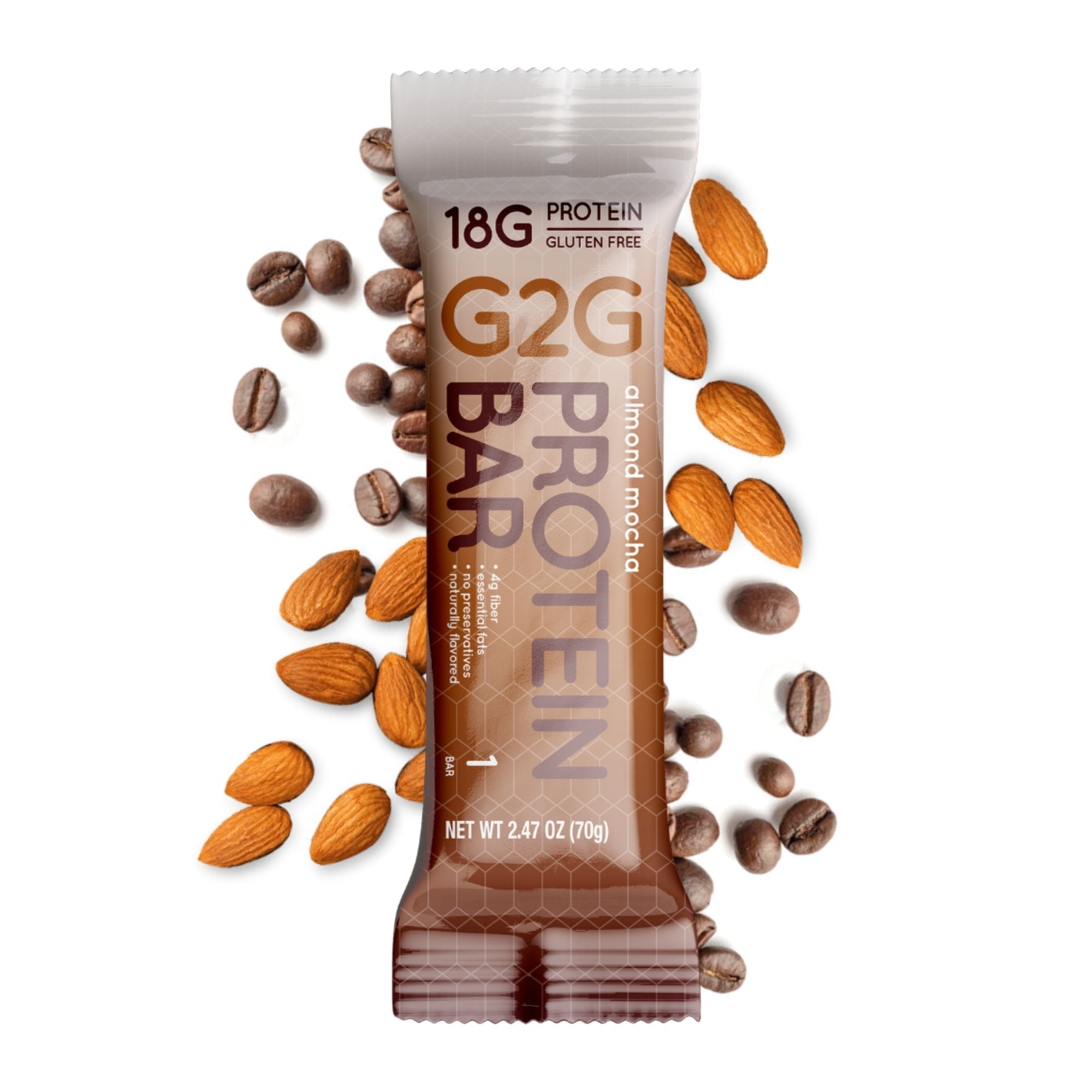G2G Refrigerated Protein Bar, Almond Mocha, Healthy Snack or Delicious