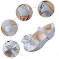 thumbnail image 5 of Hessimy Toddler/Little Girl Mary Jane Flats Princess Dress Shoes Low Heels Glitter Flower Party Wedding Footwear sandals school toddler girl performance shoes (Silver,12.5), 5 of 7