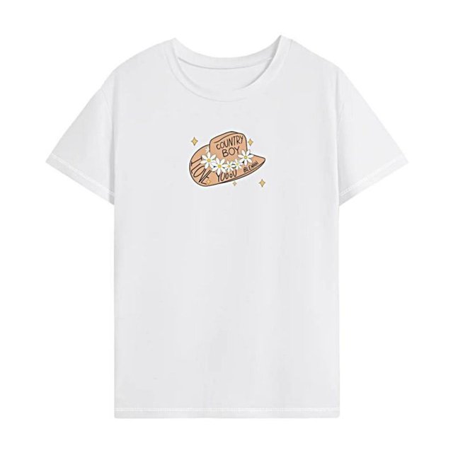 Camiseta para mujer Camiseta básica Moda Streetwear Camiseta con cuello redondo para ir de compras y viajar L