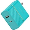 USB-C and USB-A Fast Charge Dual Port Wall Charger - 30W - Aqua