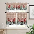 thumbnail image 2 of Gnome Christmas Kitchen Curtains and Valances Set, Winter Snowflakes Brown Wood Grain Xmas Tree Rod Pocket Window Valance Window Curtain Panels for Living Room Bedroom Laundry, 27.5x24in, 3 Pieces, 2 of 7