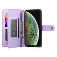 thumbnail image 4 of Allytechgroup Wallet Case for Apple iPhone X/ iPhone XS, 9 Cards Holder + Zipper Pocket + Hand Wrist Shockproof Stand Flip Cover RFID Blocking Phone Case for Women Men, Purple, 4 of 7