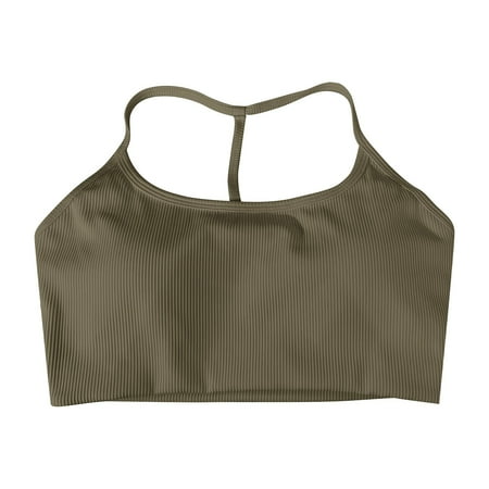 

Fabiurt Women s Bra Women s Yoga Sports Bra With Ribbed Design Padded Cups Solid Color Shockproof Quick Drying For Yoga Fitness Running Back Exercises Green