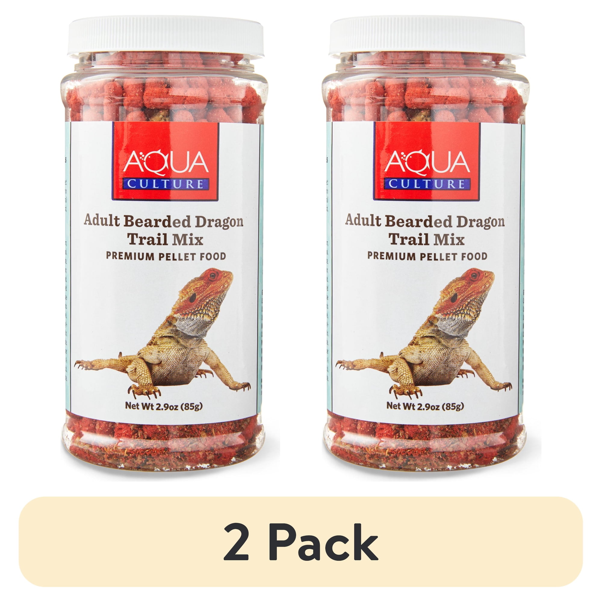 (2 pack) Aqua Culture Adult Bearded Dragon Trail Mix Premium Pellet Food, 2.9 oz