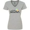 thumbnail image 3 of Inktastic Hawaiian Pineapple Aloha Beaches Women's V-Neck T-Shirt, 3 of 5