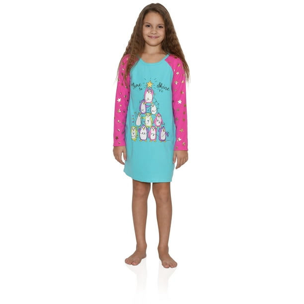 Komar Kids - Girls Nightgown Long Sleeve Night Shirt Fun Sleepwear Gown,  Penguin Tree, Size: 6 - Walmart.com - Walmart.com