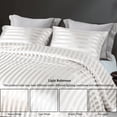 thumbnail image 6 of Whale Flotilla 3-Piece Luxury Stripe Satin King Size Comforter Set, Reversible Silky Soft Bedding Set with 2 Pillowcases, Lightweight All-Season Comforter, White, 6 of 9