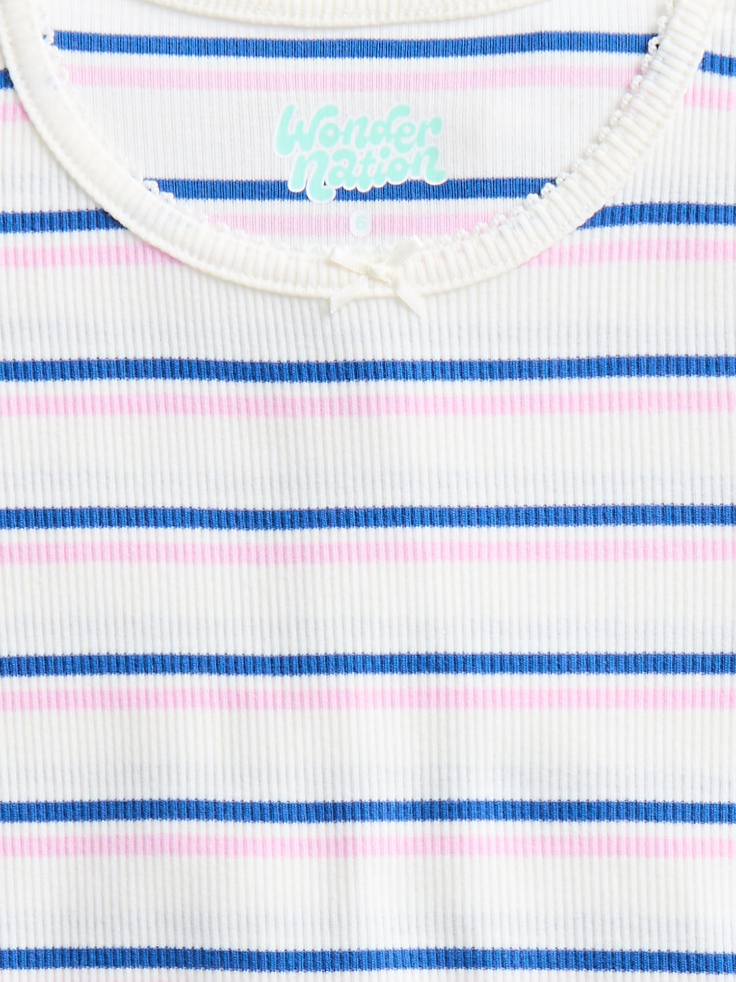 Wonder Nation Girls Baby Tee with Short Sleeves, Sizes 4-10